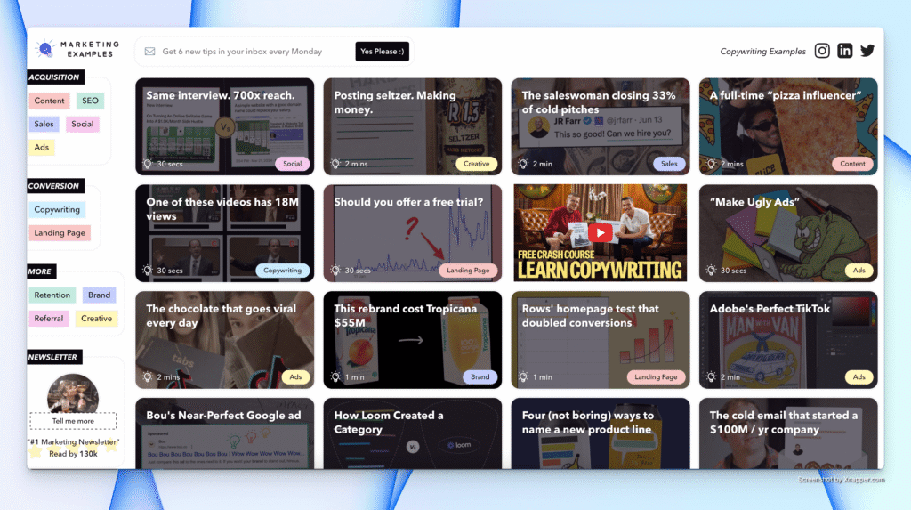 Capture website Marketing Example
